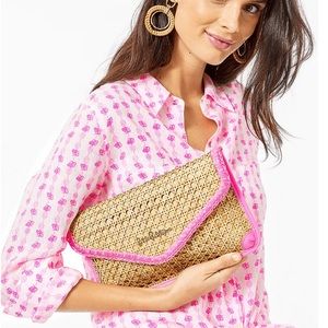 Lilly Pulitzer sea view linen button down pink pineapple